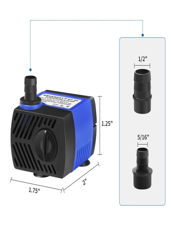 AQUANEAT 2-Pack Small Fountain Pump, 80GPH Submersible Water Pump for Aquarium Fish Tank, Outdoor Water Fountain, Hydroponics, Pond - Image 2